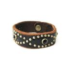 HTC #D　Rhinestone Bracelet(ラインストーンブレスレット)　ブラックストーン×ブラックレザー