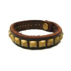 HTC 1 Row Pyramid Wrist Band (1連ピラミッドリストバンド)　ダークブラウンレザー×ブラススタッズ