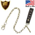 HTC(Hollywood Trading Company) Wallet Chain #BTW Rounds &amp; Umbrella 0.75インチ ウォレットチェーン ブラックレザーxシルバースタッズ