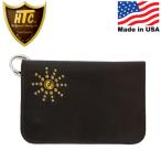 HTC (Hollywood Trading Company) T-2 Wallet #SB2 ミディアムウォレット ダークブラウンレザーxブラススタッズxイエローストーン