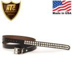 ショッピングスタッズ HTC(Hollywood Trading Company) Belt End Only #14 2Line 0.75インチ ベルト ブラックレザーxシルバースタッズ