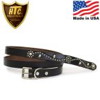HTC(Hollywood Trading Company) Belt End Only #SN-33 Stone 0.75インチ ベルト ブラックレザーxシルバースタッズxブラックストーン