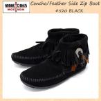 sale セール MINNETONKA(ミネトンカ) Concho Feather Side Zip Boot(コンチョフェザーサイドジップブーツ)#520 BLACK レディースMT045