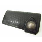 琉球レザーL.L.A 2つ折り長財布 コンチョ ブラック 黒 (小銭入れあり)♪AC21395