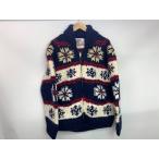 KANATA カナタ カウチンニット ジップアップ カーディガン 雪 結晶柄 サイズ42 カナダ製 TALONジップ ▽090958