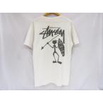 ショッピングstussy Stussy ステューシー シャドーマン ホワイト 白 槍 バックプリント Tシャツ 半袖 Mサイズ 中古品★101071