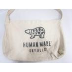 HUMAN MADEhyu- man meido слоновая кость цвет Paperboy Bag сумка на плечо парусина портфель трещина есть б/у товар *120653