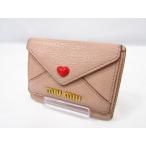 ショッピングMIUMIU miumiu ミュウミュウ 三つ折りウォレット レディース三つ折り財布 ピンク 付属品なし 中古品◆140694