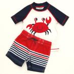ショッピングカーターズ 【訳あり商品】カーターズ Carter's キッズラッシュガード水着 Tシャツ半袖タイプ・スイムパンツ 上下セット (12Mサイズ) カニ 白×紺