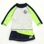 カーターズ Carter's キッズラッシュガード水着 Tシャツ長袖タイプスイムウェア・スイムパンツ 上下セット 白×蛍光黄色×紺
