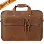 ショッピングビジネスバッグ 新年初売り10%OFF 三層 超大容量 ビジネスバッグ ブリーフケース メンズ  本革 2WAY 自立 キャリーオン 厚手牛革 高級感 15PC B4 通勤 出張鞄