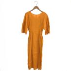 N.O.R.C ノーク ウエストシェイプリネン ワンピース  サイズ:2  オレンジ 麻混 レディース  5分袖　23SS