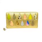 ショッピングツモリチサト tsumori chisato CARRY ツモリチサトキャリー ラウンドファスナー 長財布 美品  57922 ゴールドカラー レザー ドロップ レディース