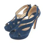 miumiu ミュウミュウ オープントゥサンダル  表記サイズ:37 バックジップ    ネイビー レディース