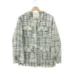 ショッピングフリンジ Lily Brown リリーブラウン フリンジツイードノーカラージャケット 良好 サイズ:F ロング 24SS   ブラック/ホワイト レディース
