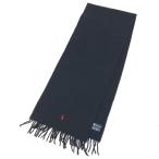 POLO RALPH LAUREN ポロラルフローレン マフラー   ポニー刺〓/スコットランド製/ウール/フリンジ    ブラック ユニセックス