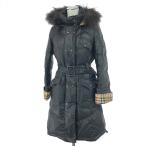 ショッピングBURBERRY BURBERRY BLUE LABEL バーバリーブルーレーベル ラクーンファー ロング ダウン コート  サイズ:38  ブラック  レディース  アウター