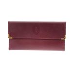 Cartier カルティエ 三つ折り長財布/マストライン 良好  がま口    ボルドー レディース