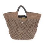 Helen Kaminski ヘレンカミンスキー ハンドバッグ 良好 ブラウン ラフィア×レザー レディース bag 鞄