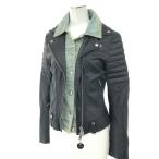 DIESEL ディーゼル  ライダースジャケット  サイズ_S  ブラック 羊皮×デニム レディース レイヤード風 革ジャン アウター 定価￥107800