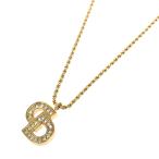 Christian Dior クリスチャンディオール ヴィンテージ ネックレス 良好 ゴールドカラー GP金メッキ ラインストーン CDロゴ レディース アクセサリー