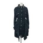 DIESEL ディーゼル 長袖シャツワンピース 新品同様 サイズ_XS ネイビー/グリーン レディース チェック トップス
