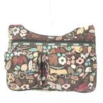 LeSportsac レスポートサック ショルダーバッグ ダークブラウン ナイロン 花鳥柄 レディース 斜め掛け bag 鞄