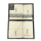 YvesSaintLaurent イヴサンローラン フェイス2ゲスト2 タオル 美品 セット ベージュ コットン YSLロゴ刺繍 贈答品 引き出物