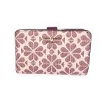Kate spade ケイトスペード 二つ折り 財布 ピンク×ボルドー PVC クロバーモチーフ レディース ウォレット