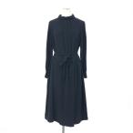 MACKINTOSH LONDON マッキントッシュロンドン トリアセテートバックサテン ワンピース 未使用品 サイズ_38 ネイビー スタンドカラー
