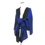 matohu まとふ  デザインジャケット  Sサイズ  ブラック/ブルー  レディース  アウター 羽織り カーディガン 日本製 ウール MI-JO3-303