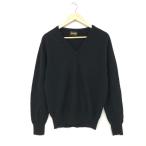 Johnstons ジョンストンズ Vネックニット サイズ40 ブラック カシミヤ100% メンズ 長袖 トップス オールド スコットランド製