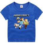 在庫一掃 値下げ品 マインクラフト スティーブ アレックス オオカミ ブルー Ｔシャツ マイクラ ゲームキャラクターグッズ