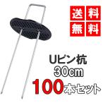 Uピン杭 黒丸付き 30cm 100本セット 防