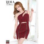 IRMAイルマキャバドレス千鳥格子カットアウトジップワンショルダーセクシー...