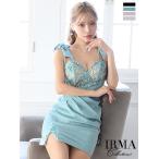 IRMAイルマキャバドレスミニキャミソールショルダーリボンビジュータックデ...