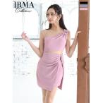 IRMAイルマキャバドレスミニワンショルダーラメウエストカットスリットワン...