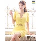 IRMAイルマキャバドレスミニ半袖パフスリーブバストカットウエストクロスワ...
