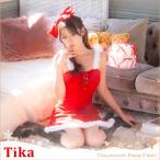 サンタコスプレ キャバ ドレス ベア ミニ ワンピース リボン カチューシャ フレア キャバドレス 大きいサイズ