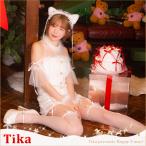 サンタコスプレ 男ウケ 衣装 4点set 白猫 コスプレ ツイード チュール レースアップ リボン ガーリー アニマル