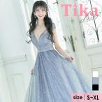 ロングドレス白黒大きいサイズキャバドレスロングチュールキャバドレスAライン...