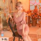 キャバ ドレス タイトミニドレス タイト ミニドレス 谷間 ジップ レース 上品 ストレッチ 袖あり 七分袖 ウエストベルト付き ベルスリーブ