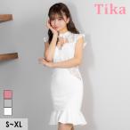 キャバ ドレス タイト 花柄 レース シースルー ハイネック ミニ ワンピース 大きいサイズ xl XL ピンク グレー