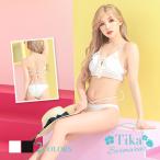 水着レディース 水着  ビキニ かわいい ホルターネック フリル 編み上げ クロス バンドゥ 白 黒 20代 30代 40代 セクシー