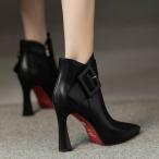 ショートブーツ 歩きやすい  ハイヒール 美脚 黒 10センチ ピンヒール 疲れにくい アンクルブーツ レディース サイドジッパー 通勤