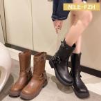 ショッピングエンジニアブーツ ファッションブーツ 脚長効果 エンジニア ミドルブーツ ブーツ レディース ショートブーツ ヒール エンジニアブーツ 大きいサイズ 厚底 レディースブーツ