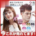 フェイスシールド 2枚 メガネ型 フェイスカバー 防砂 厨房 フェイスガード めがね保護 透明シールド 防護マスク 飛沫防止 ウィルス対策