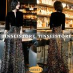 パーティードレス 結婚式 フォーマル ロング丈 袖あり キラキラ 大きいサイズ マキシ丈ワンピース お呼ばれ 二次会 発表会 卒業会 高級上品 30代 40代 50代