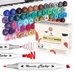 Mancola 60 ColorsMarker Pens Dual Tips Permanent Art Markers for Kids Highlighter Pen Set