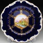  call порт кобальт золотая краска старый замок пейзаж . plate 23cm античный 1891 год 
